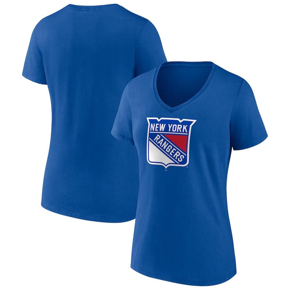 Fanatics New York Rangers Women's Team Logo V-Neck T-Shirt - Royal Size L